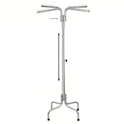 This 5-foot boutique hanger stand features a 4-arm rotating design wi