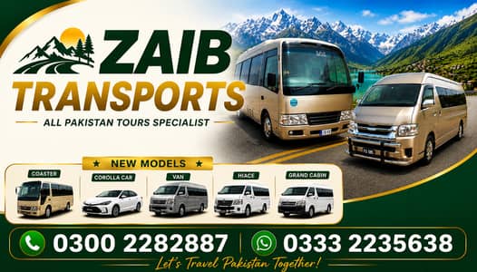Rent a car , hiace , coaster , car rental services ,24/7 in Karachi