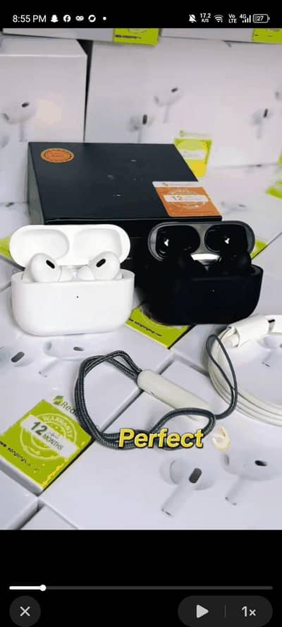 black and white wireless earbuds in box pack