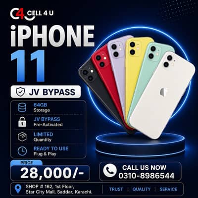 apple iPhone 11 64GB JV bypass | limited stock | hot sale
