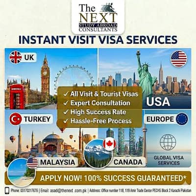 UK, USA, Canada, Europe, Turkey & Malaysia Visit Visa Services
