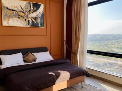 Daily basis and weekly basis two bedrooms fully furnished luxury apartments available for rent Gulberg greens Islamabad Project in Sky Park One