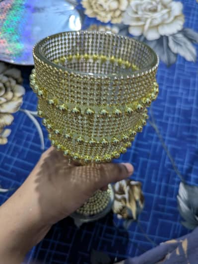 Luxury Golden Crystal Candle Holder / Decorative Centerpiece