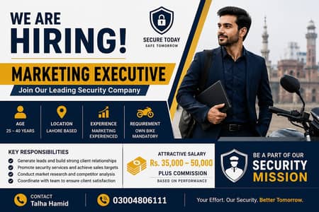 Marketing Executive Required (Own Bike) – Lahore