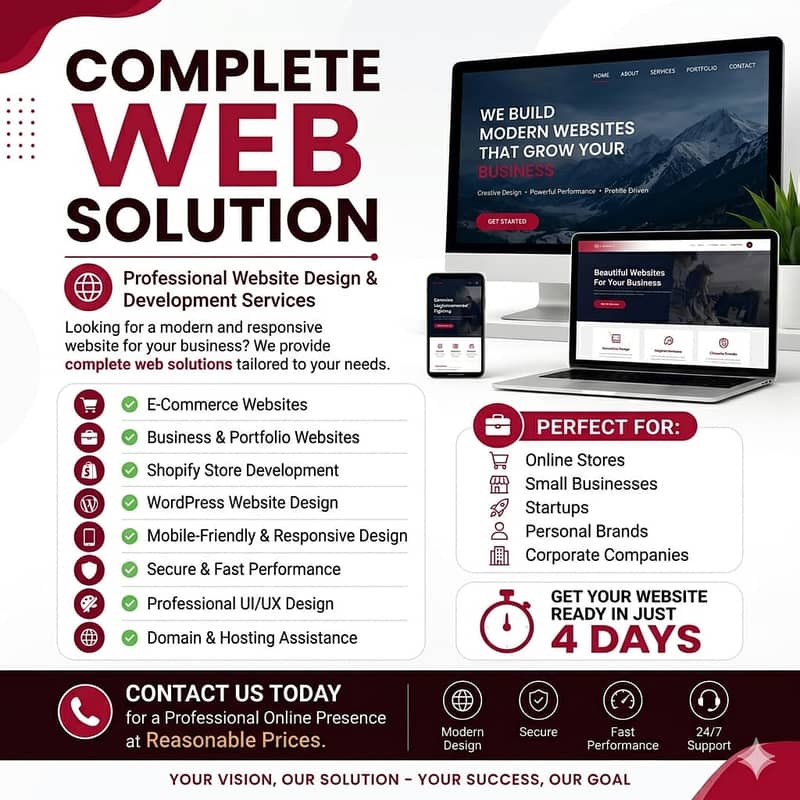 COMPLETE WEB SOLUTION. WordPress, Shopify & E-Commerce Experts 0