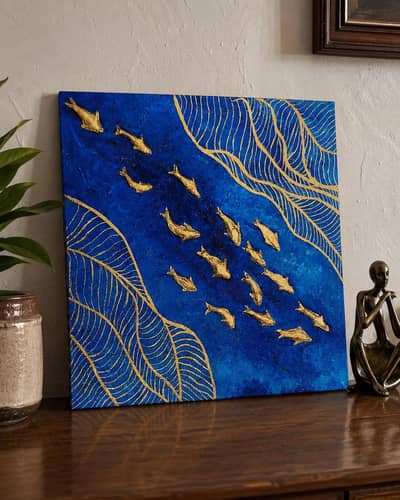 abstract textured painting  size 1 by 1 ft