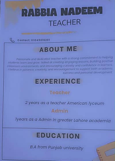 Teaching job need