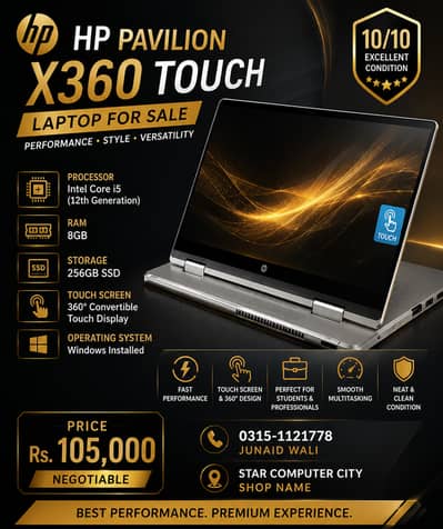 HP Pavilion x360 Touch Laptop for Sale