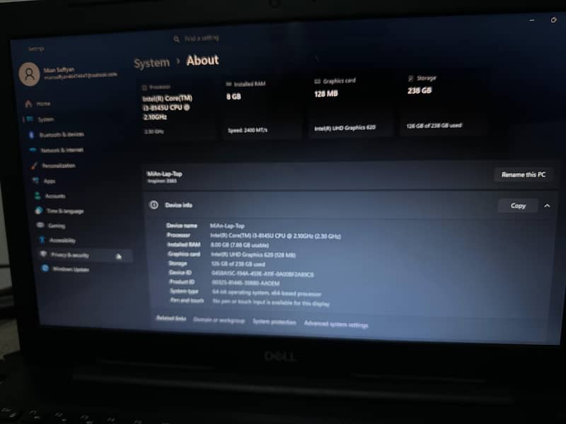 Core i3 8 generation 3