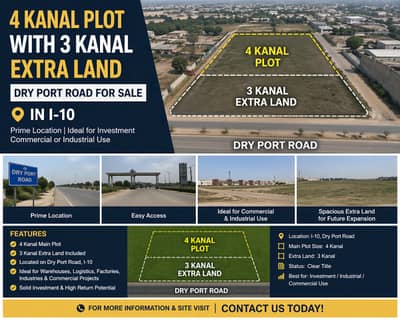 4 Kanal Plot with 3 Kanal Extra Land Dry Port Road For Sale In I-10