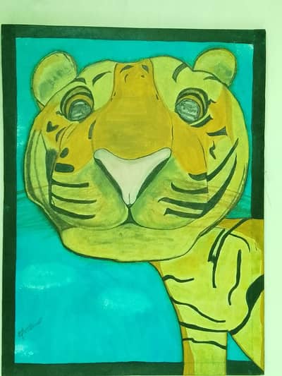 Handmade Tiger Face Painting | Wall Art Decor | Original Art