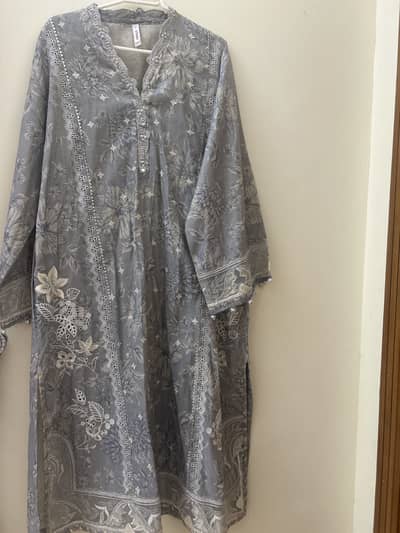 Grey long shirt with trouser party wear
