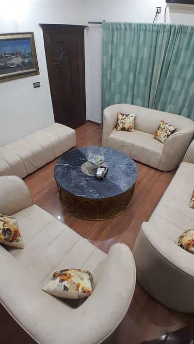 7 seater tweed leather sofa set with setty