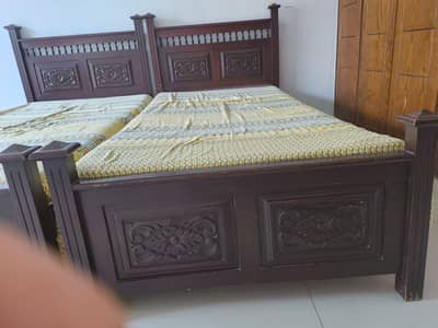 3 wooden bed set for sale almost new