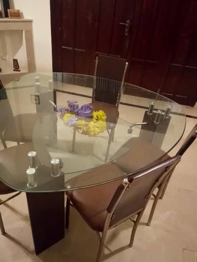 Mirror dining table with 6 chairs for sale