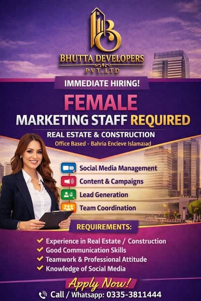 Femal Staff Required | Urgent Hiring  | Office Based | Marketing job
