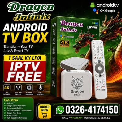 DRAGON INFINIX ANDROID TV BOX 8GB/128GB WITH VOICE REMOTE 0326/4174150
