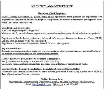 Resident, Civil Engineer