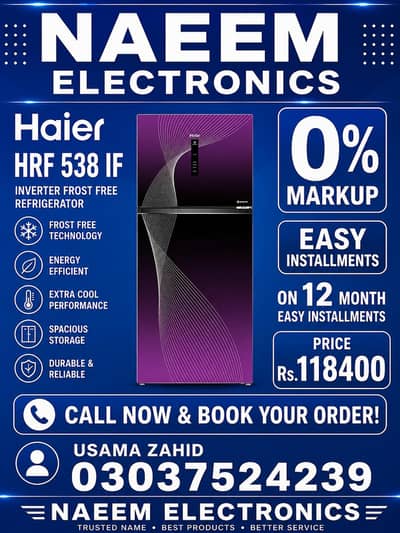 Haier HRF 538 IF Series 0% markup 12 month easy installments