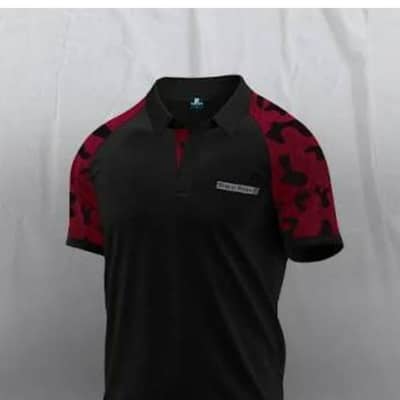 Mesh quality black shirt with como red sleeves