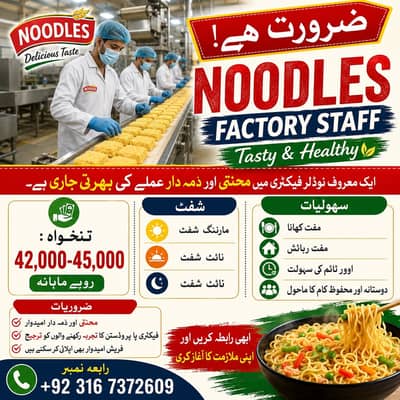 Noodles Factory Staff Required