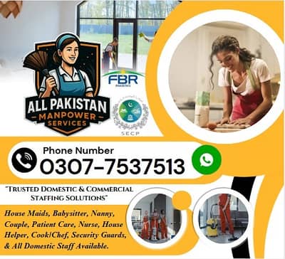 Maids / House Maids / cook / House chef / Baby Sitter maid available