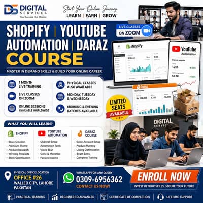 Shopify, YouTube Automation & Daraz Live Course