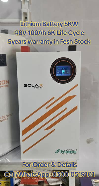 48V 100Ah Lithium Battery Brand New Box Pack (Solax + Fronus)