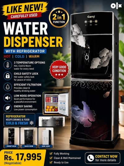 Carry hot/Cold Water Dispenser with Mini Fridge – Excellent Condition