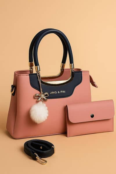 JING & PIN Ladies Handbag with Clutch & Shoulder Strap 