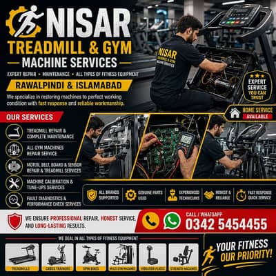 Treadmill Motor Belt Board Sensor Repair Services Pakistan