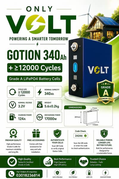 Gotion 340Ah | Lithium Battery | Solar System Battery | Battery Cell