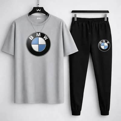 Men BMW Logo Grey Track Suit Set 2Pcs Polyester Pakistan