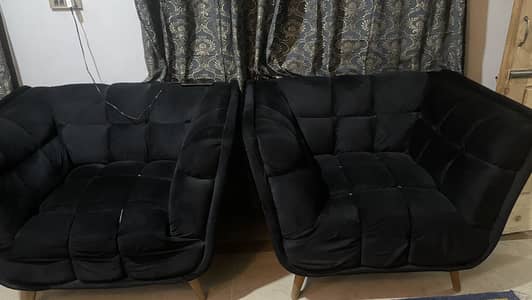 7 Seater Sofa Set 9/10 Condition - Jet Black Color