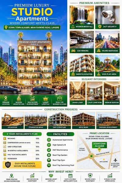 Luxury Studio Apartment for Sale 281 SQFT Flexible Payment Plan Prime Downtown Location