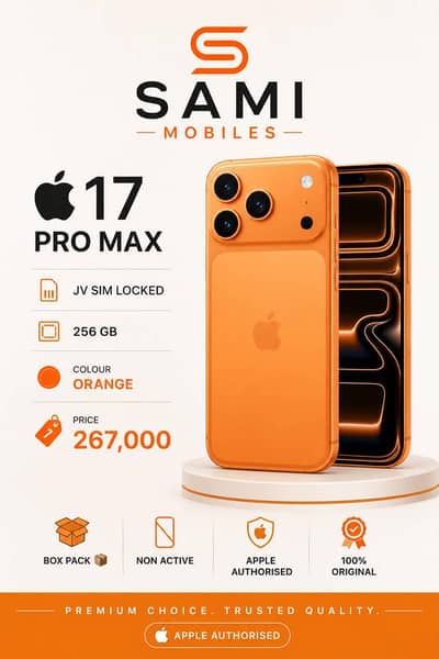 Apple iPhone 17 Pro Max 256gb orange jv box packed non active