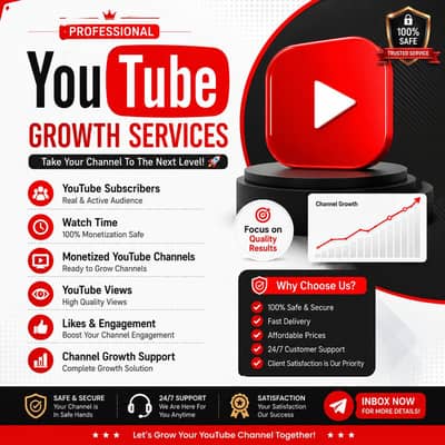 YouTube Monetization,watch Time, Subscribers & Channel Growth Services
