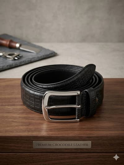 Premium Crocodile Texture Leather Belt – Men's Formal & Casual Belt
