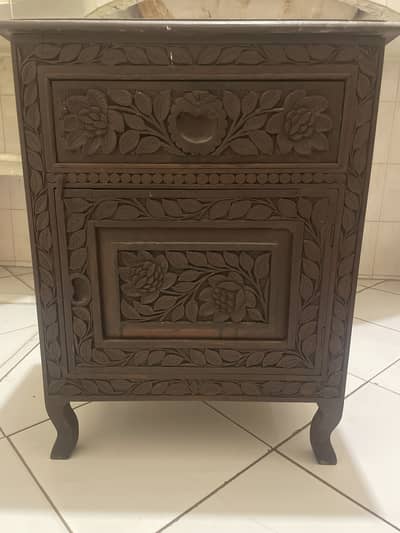 Antique pure wood bedside table