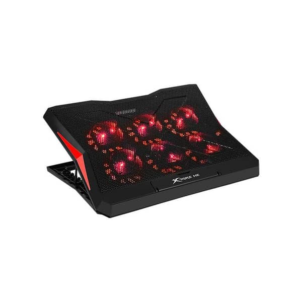 XTRIKE ME FN811 Laptop Cooling Pad 6 Fans RGB Adjustable Stand with 2 USB Ports Gaming Cooling Pad for Laptop Air Cooling Stand Red