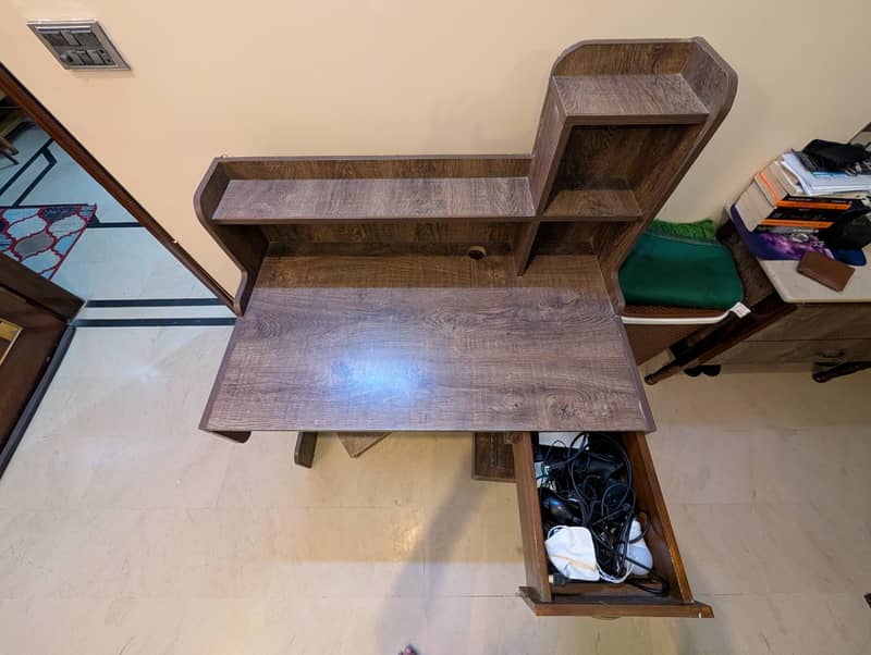 Modern Computer / Study Table with Shelves & Drawer – Solid Condition 1