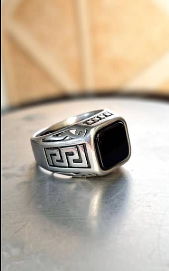 Men's steel ring Silver colour Engrave design Size 9