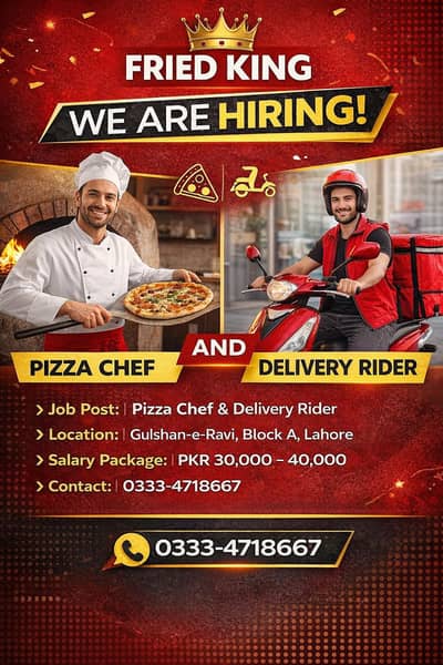 Restaurant main chef and helper ki zarurat hai.