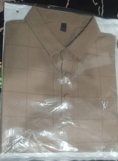 L Size Check Polo Shirt 