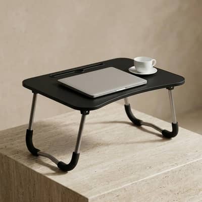 black laptop table