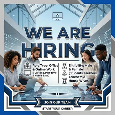 Office & Online Work Jobs Available- Male/Female (Lahore)