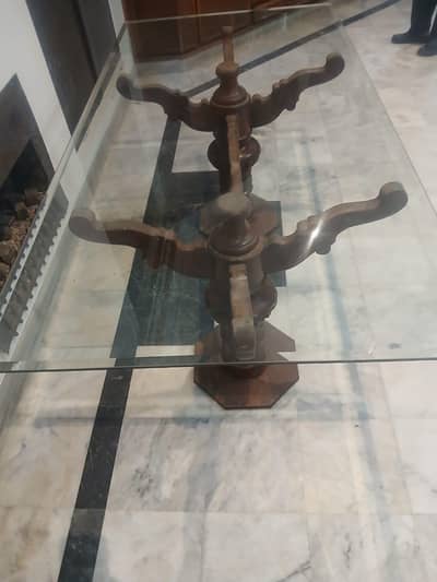 Dining Table for 6 Glass Top with Wooden Base Rs 30000 (Only Table)