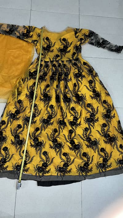  Yellow Embroidered Party Dress with Dupatta – Excellent Condition