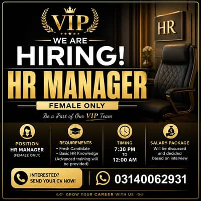 Female HR Manager (Fresh Candidate)