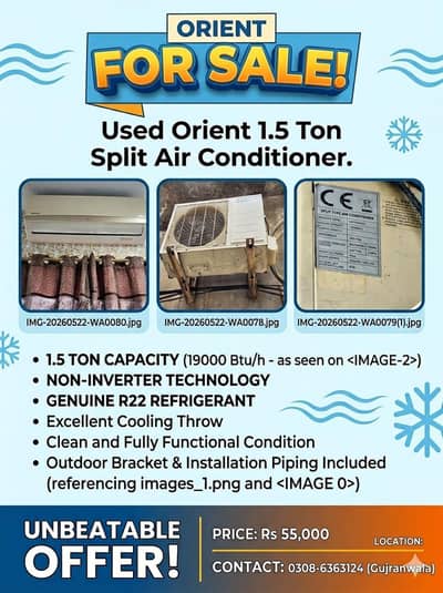 Orient 1.5 ton Split ac for sale